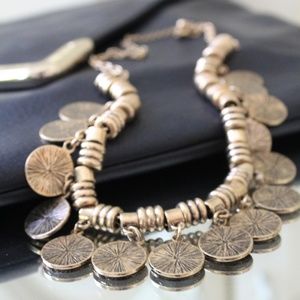 Burnished Gold Coin Necklace